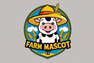 design farm mascot logo with express delivery