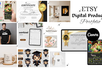 do canva graphic design etsy digital products invitation cards flyers in 24hrs