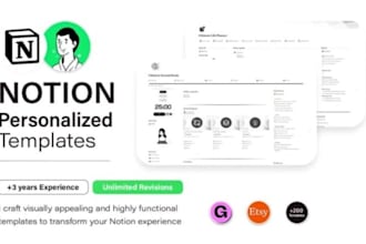 build custom notion templates, business and personal use, form, chart,automation