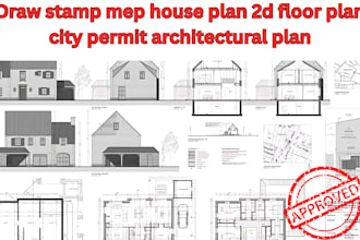 draw stamp mep house plan 2d floor plan city permit architectural plan