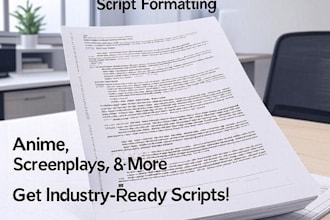 professionally format your script into industry standard screenplay style