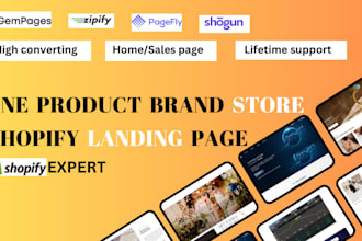 create shopify ecommerce website, product landing page with pagefly gempage