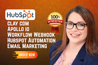 setup sequence hubspot automation workflow in clay com apollo io webhook