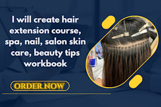 create hair extension course, spa, nail, salon skin care, beauty tips workbook
