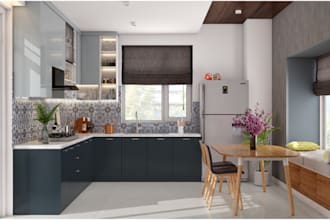 plan luxury spacestyle kitchen design interior design with detailed 3d rendering