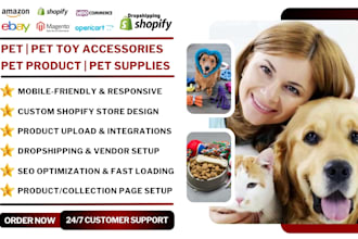 design pet shopify store pet product website pet accessories dropshipping store