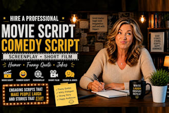write movie script, comedy script screenplay short film  humor funny jokes