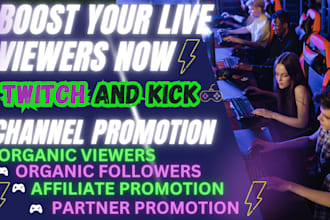promote your twitch kick channel and bring in organic live viewers