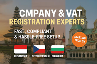 handle vat and company registration in indonesia,  czech republic, bulgaria