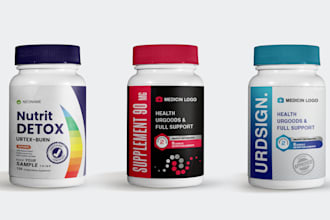 do product label design, supplement label design, bottle design