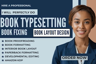 do book typesetting proofreading formatting layout design book fixing for amazon