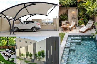 design your garden, backyard, swimming pool, car park, and patio immediately