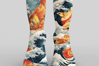 create a custom and unique socks design art for you