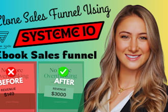 clone systeme io sales funnel, landing page, online course, ebook sales funnel