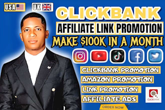 promote amazon affiliate website, clickbank affiliate link marketing promotion