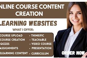 create online course content on thinkific, teachable website, elearning websites