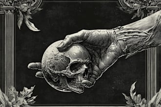 draw detailed dark art illustration with engraving style