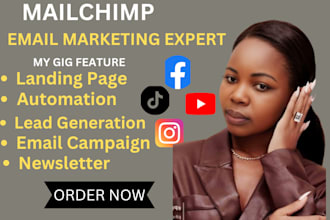 do mailchimp email marketing campaign and automation setup landing page sms