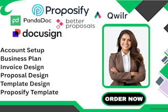 design business proposal template on proposify, canva, pandadoc, qwilr proposal