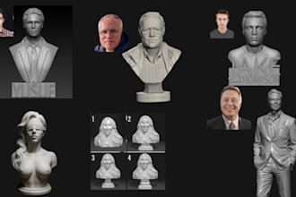 2d to 3d realistic head bust model, face statue, full body model for 3d print