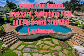 design your garden, backyard, swimming pool, and patio with stunning land