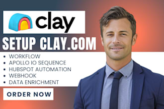 setup clay com workflow appollo io sequence hubspot automation data enrichment