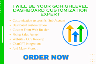 customize your gohighlevel dashboard, CSS, white label custom design