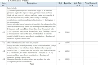 do accurate excel data entry for quantity surveying and construction tasks