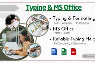 provide typing, formatting, and ms office support services