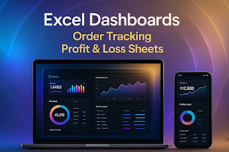 custom excel dashboards, automated order tracking, and profit loss spreadsheets