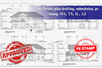 do permit plan drafting, submission,  pe stamp, wa, tx, fl, il, az