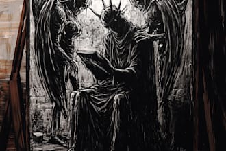 create dark art, horror, and illustration perfect for merch, and album cover