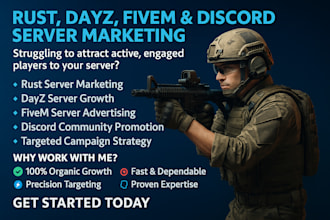 promote minecraft fivem server promotion, dayz, rust ,discord mass dm, fortunite