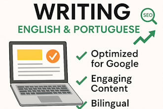 write SEO optimized blog posts portuguese and english