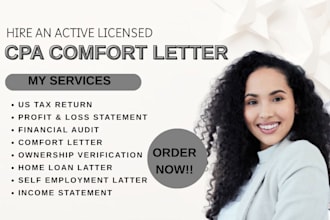 prepare cpa comfort letter verification letter financial statement within 24h
