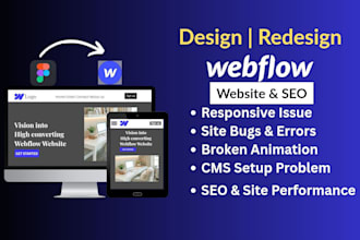 design, redesign webflow website, webflow expert, figma to webflow development