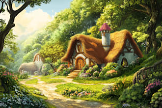 illustrate beautiful flat landscape illustration art