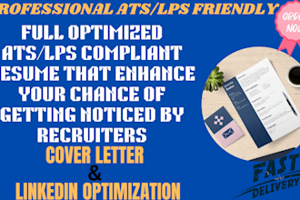 write or edit a resume, ats resume and professional resume with cover letter