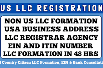create US wyoming llc US llc registration in 48 hours with ein, itn, USA bank