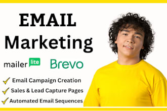 setup brevo mailerlite email marketing, email template, automation, landing page