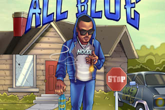 cartoon album cover art, groovy cartoon hip hop cover,cartoon music cover art,ep