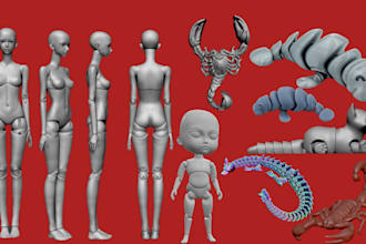 sculpt 3d articulated model 3d bjd flexi model 3d doll toy file for 3d printing