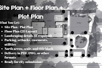 do architecture site plan, floor plan, plot plan for city permit
