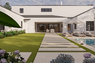 redesign 3d backyard landscape,garden ,fire place,patio,pool deck,frontyard,lawn