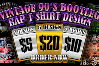 design vintage bootleg rap tee in 90s hip hop style