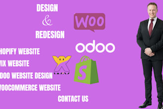 build develop redesign wordpress woocommerce website design shopify odoo website