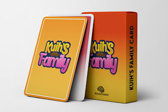 create card game kid educational flashcards match card deck box mockup template