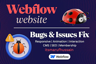 fix webflow site bugs design error and mobile responsive fast