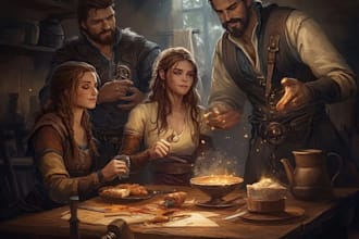 make a dnd character art and dnd party illustration