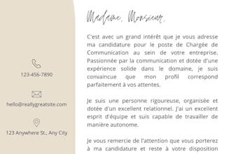 write a personalized cover letter in french or english